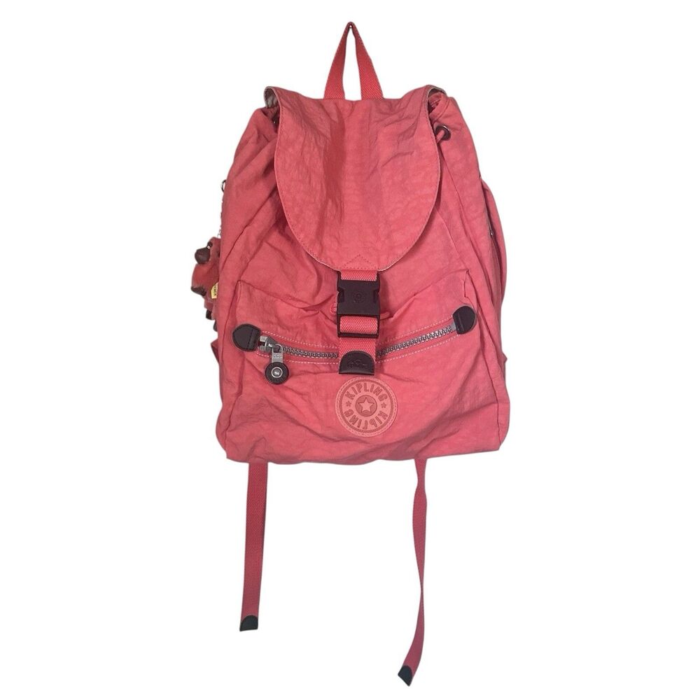 Kipling Keeper Travel Backpack Orange Papaya Ladies Multi Pockets 15 Inch School